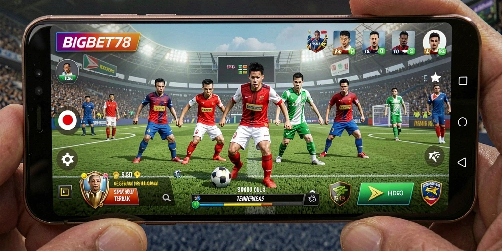 Tampilan gameplay sepak bola yang mendebarkan di BIGBET78.