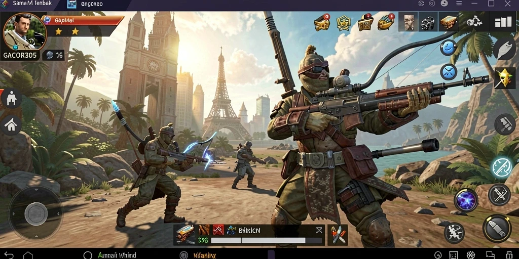 Screenshot gameplay GACOR305 menampilkan perang strategis yang seru.