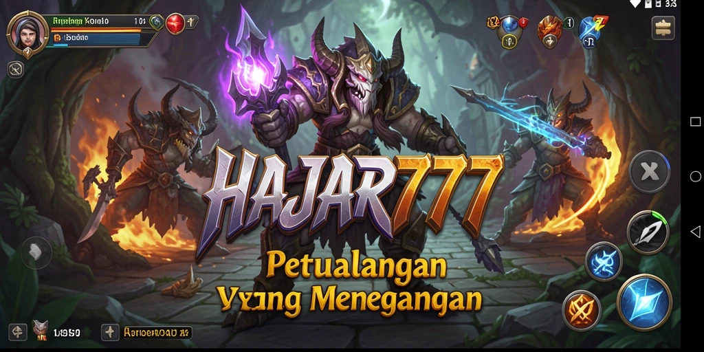 Menampilkan aksi seru dalam permainan RPG HAJAR777.