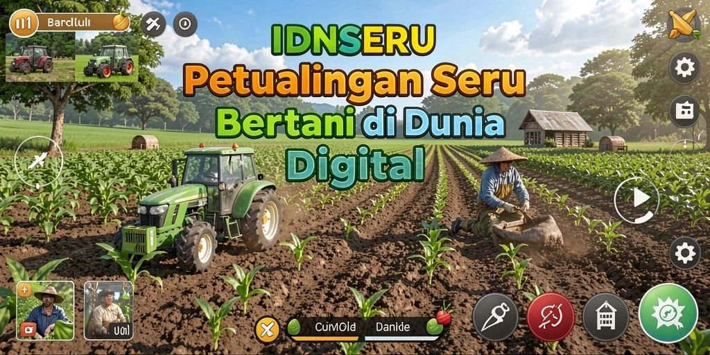 Screenshot gameplay IDNSERU menampilkan ladang yang hijau dan subur.