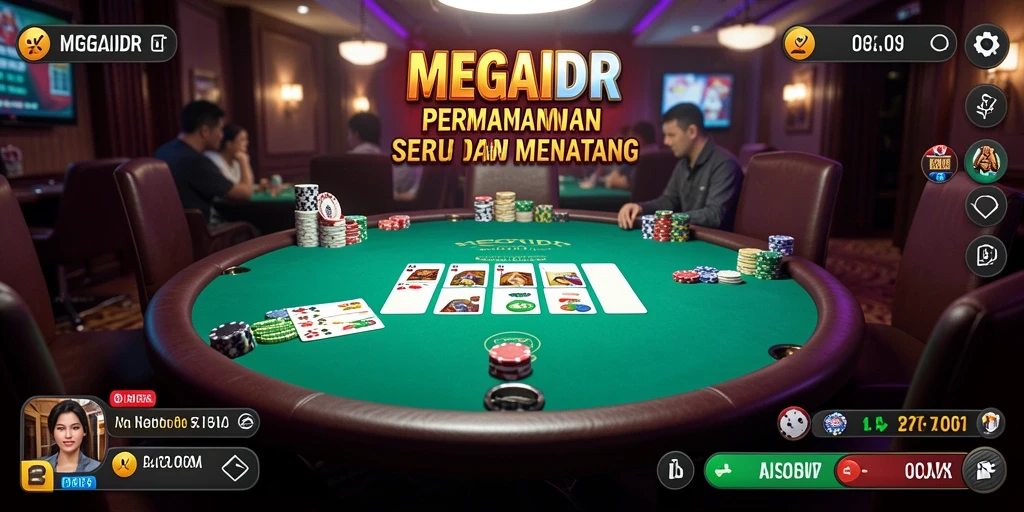 Tangkapan layar utama MEGAIDR menampilkan gameplay intens Poker.