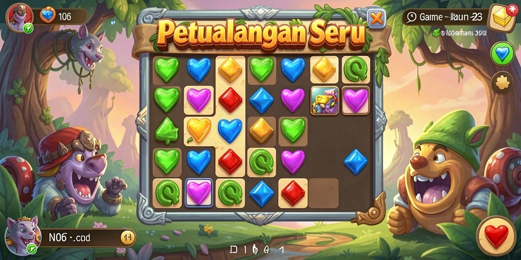 Tampilan gameplay menarik dalam N06 pada saat mencocokkan item.