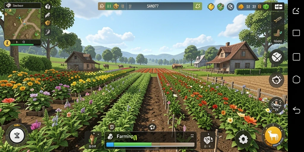 Tampilan gameplay SAND77 yang seru dan interaktif di dunia Farming.