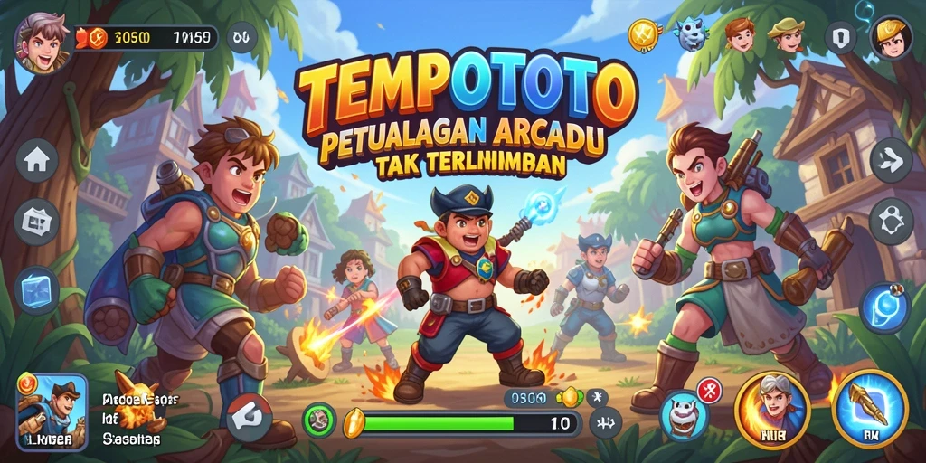 Screenshot gameplay TEMPOTOTO yang menunjukkan aksi seru dan grafis ceria.