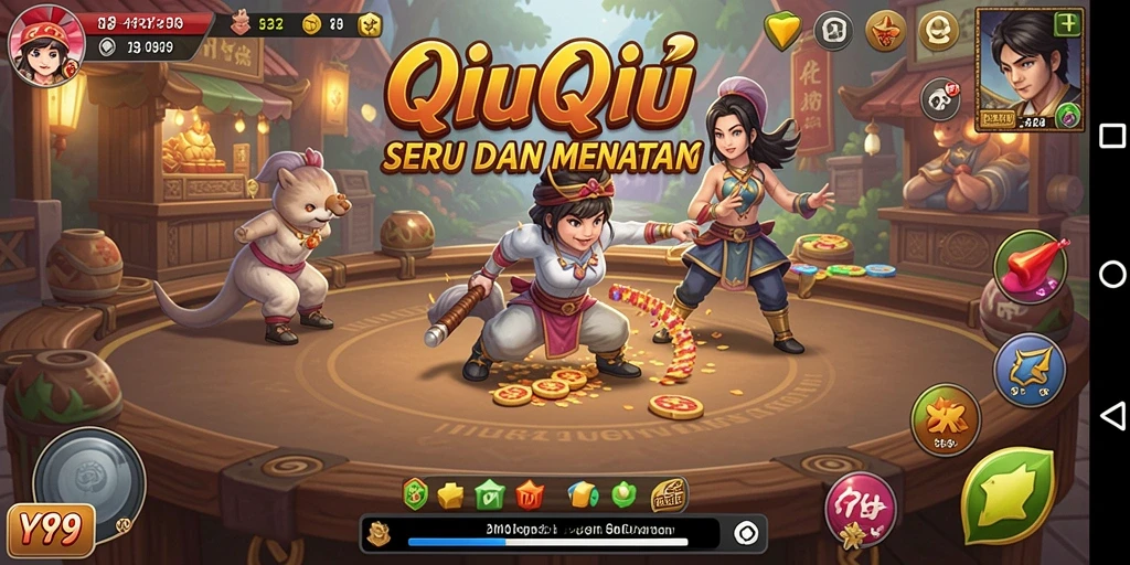 Screenshot Y89 menunjukkan keseruan bermain QiuQiu secara langsung.